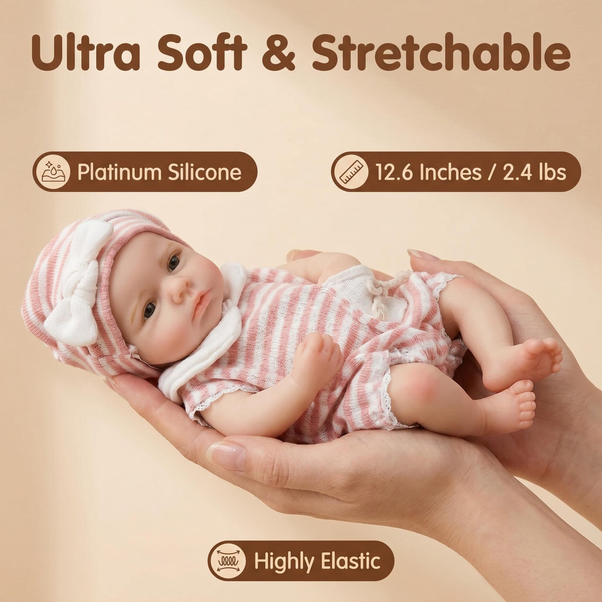 Entzückende, realistische 30 cm Reborn-Puppe mit offenen Augen aus Vollsilikon, waschbar für Kinderzimmerdekoration und Rollenspiele