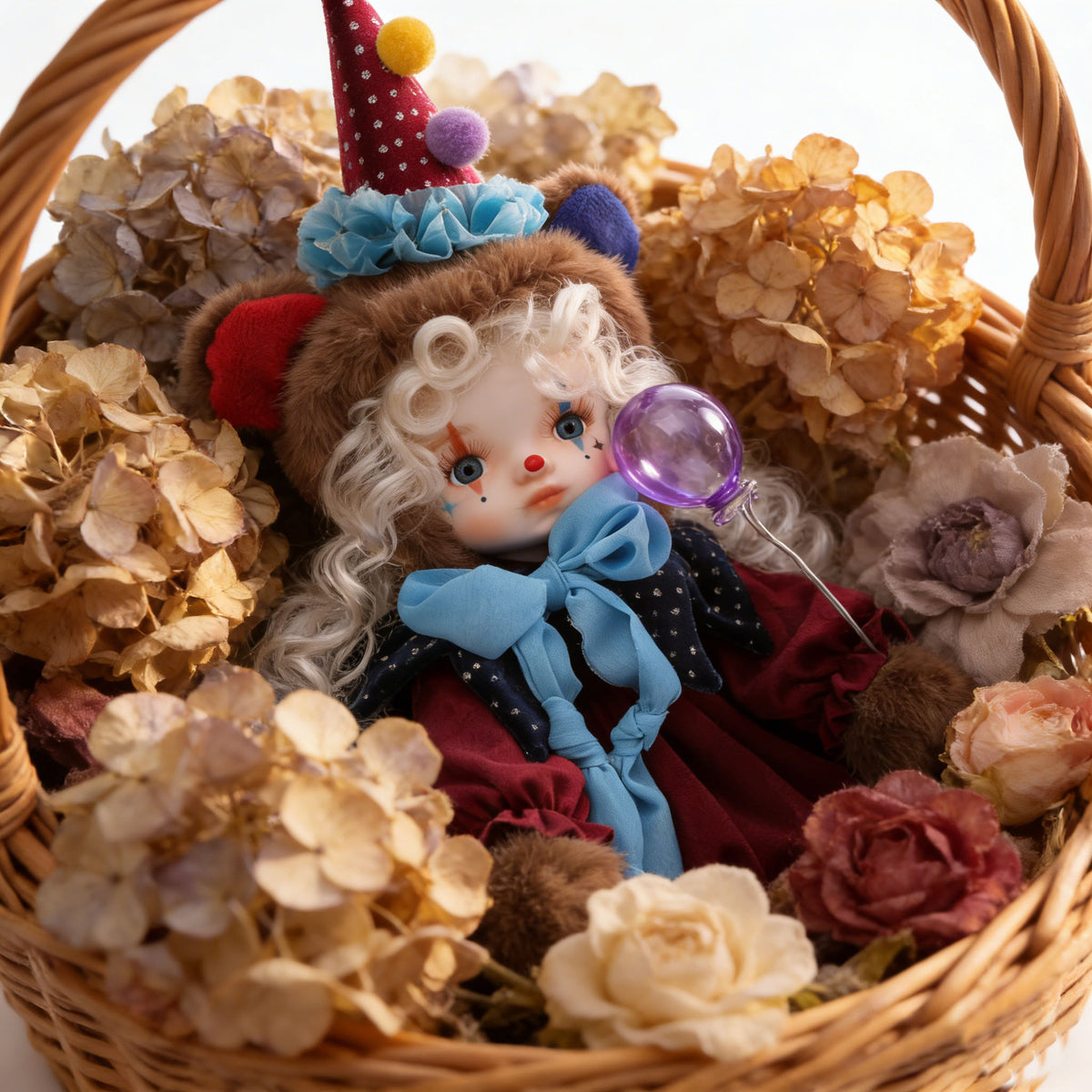 13 Zoll 33 cm Vintage-Clown-Puppe, Keramikgesicht, exquisite Puppe, Spielzeug, hochwertiges Geschenk, Sammlerstück, Dekoration, Ornament