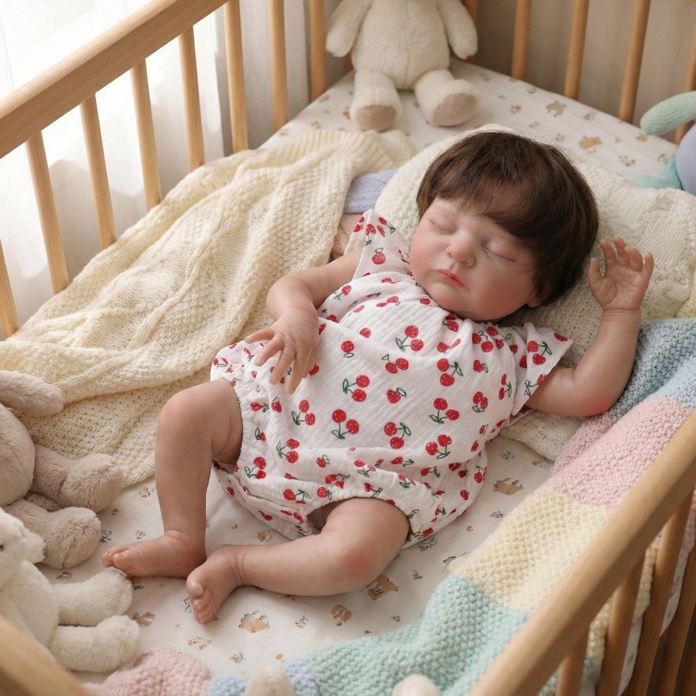 50 cm Rebirth-Puppe mit Haarimplantat, Stoffkörper-Simulations-Babypuppe für Mädchen, Ankleidespiel, Spielgefährte für zu Hause