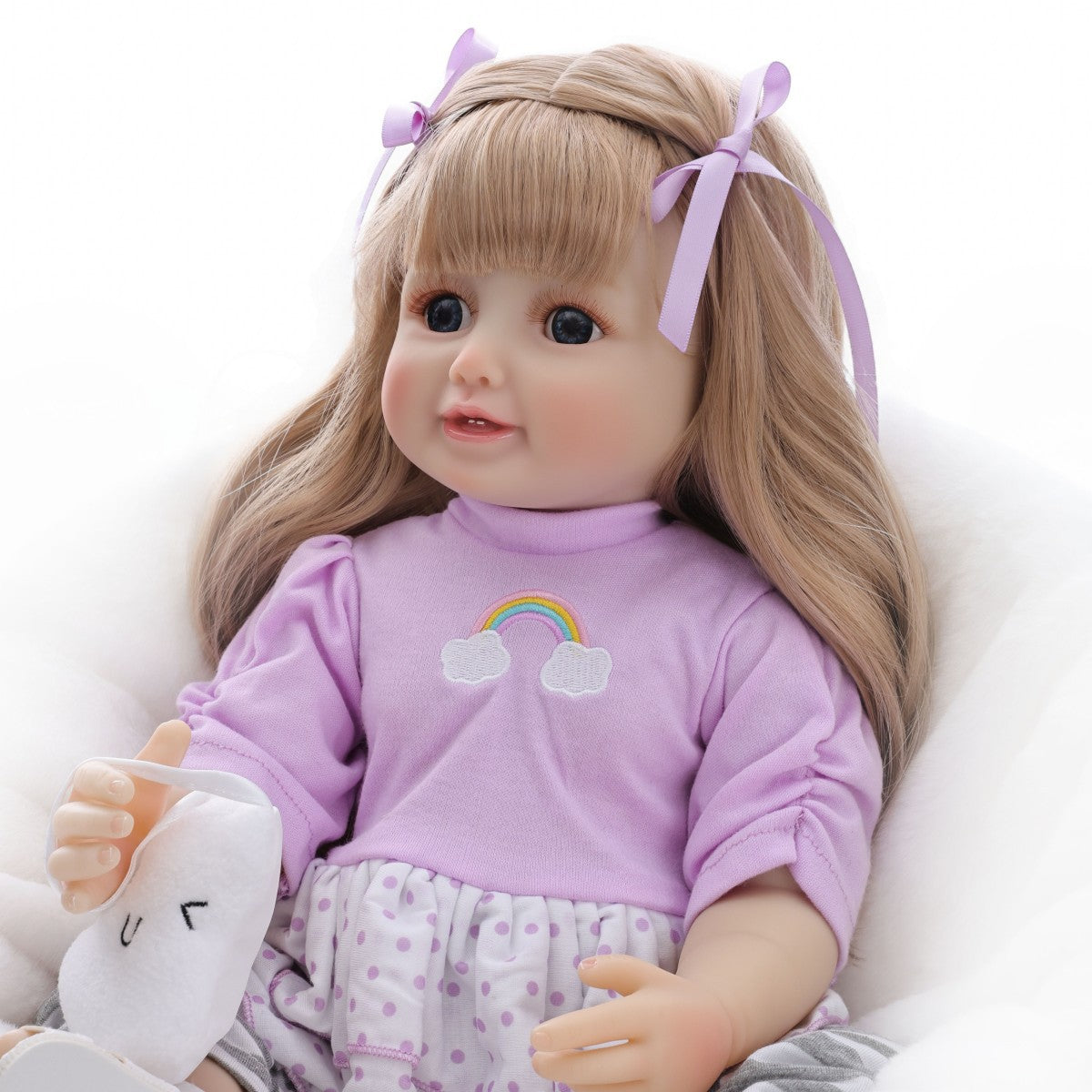 Englisch Russisch Spanisch Weinende und lachende Dialog-Puppe, 22 Zoll, Ganzkörper-Kunststoff, Reborn-Puppe, Simulations-Babypuppe, Mädchen