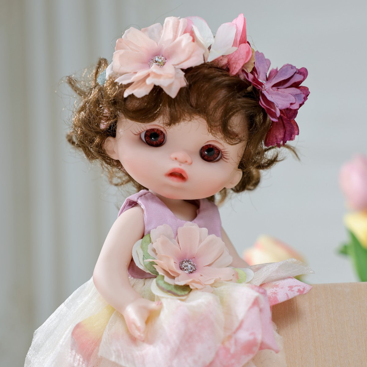 10-Zoll stehende Reborn-Babypuppe – Realistische Waldfee-Prinzessin mit Blütenblatt-Kleid