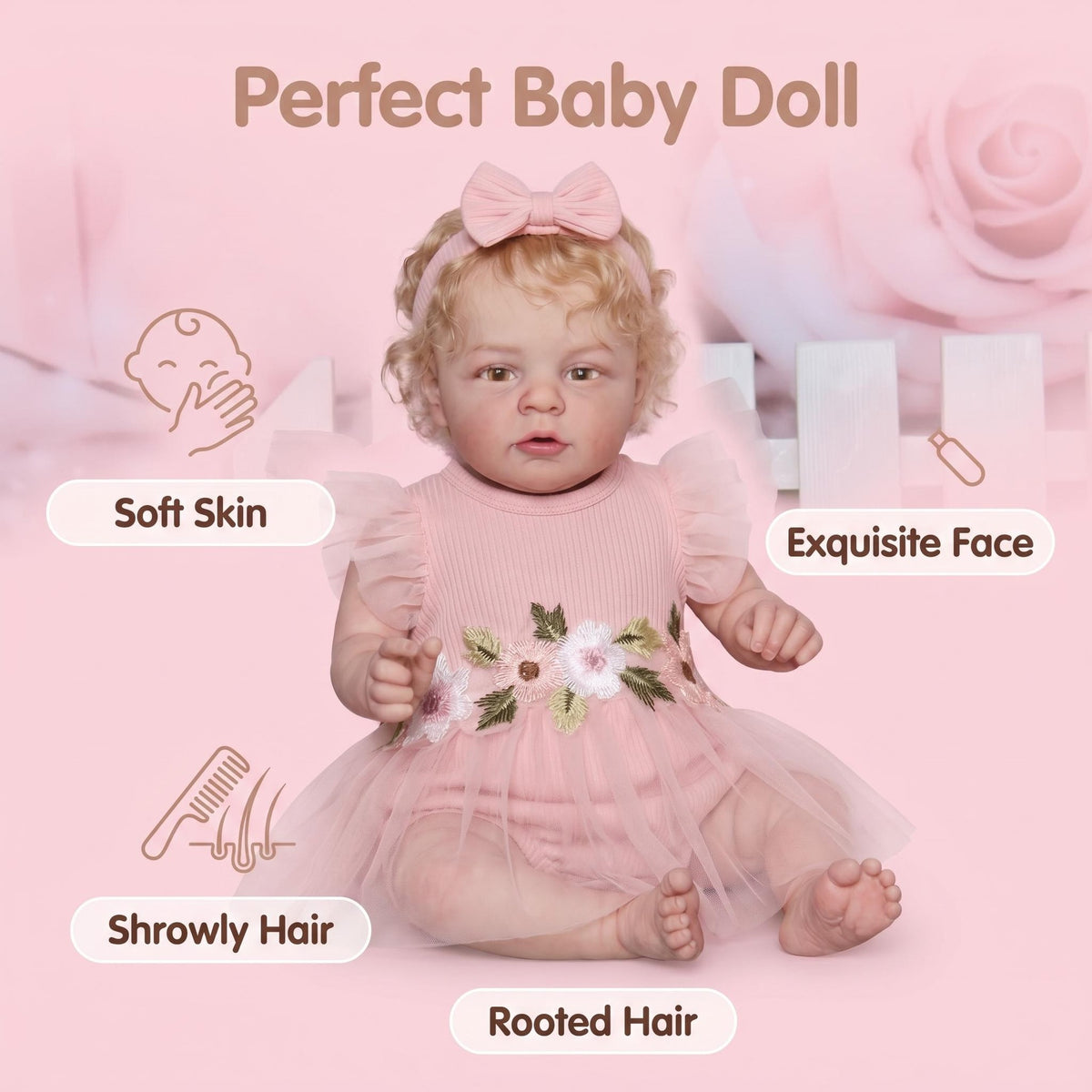 19-Zoll-Reborn-Puppe mit Stoffkörper und Vinyl-Gliedmaßen, wunderbare Geschenkidee für Babypartys, Thanksgiving und Feiertage