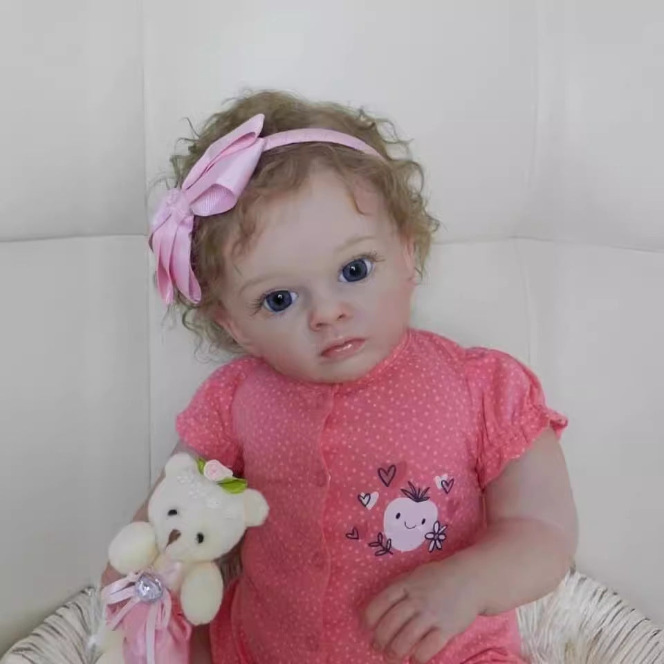 24 Zoll Reborn Babypuppe realistisch mit Stoffkörper Kleinkind Neugeborenes Mädchen Puppe Geschenk