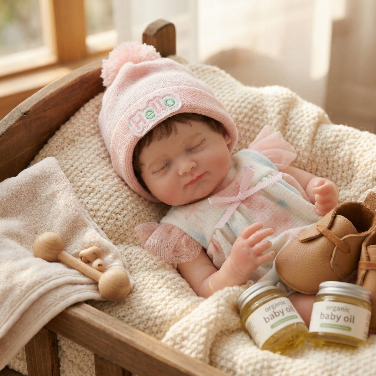 12-Zoll-Reborn-Puppe aus massivem Silikon, 30 cm, Simulationsbaby, echtes Hautgefühl, geschlossene Augen, umkleidbare Puppe
