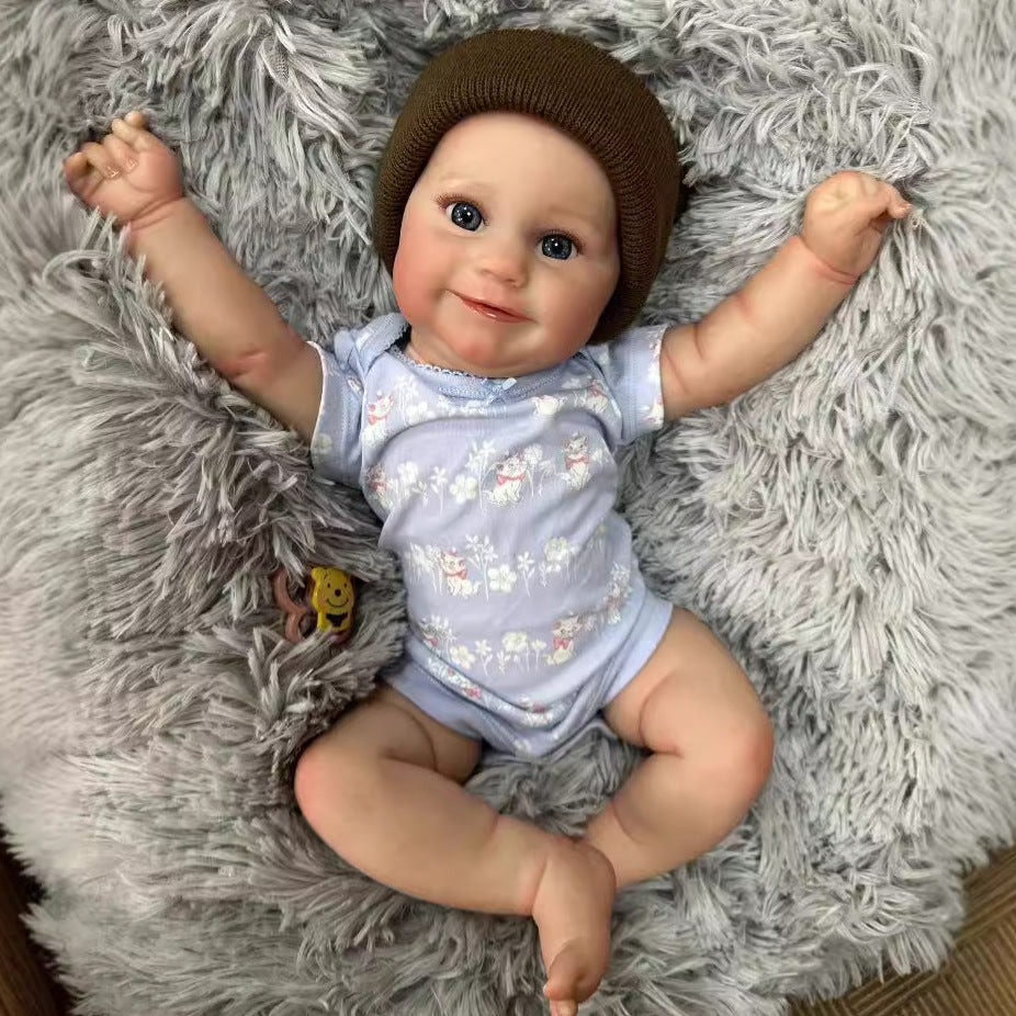 20 Zoll realistische Reborn-Neugeborenen-Puppe mit Stoffkörper, detaillierter 3D-Haut mit Adern, handgefertigte Spielzeugpuppe als Geburtstagsgeschenk für Mädchen