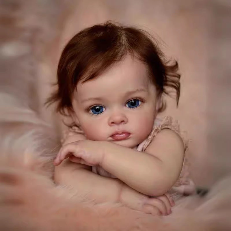22 Zoll Reborn Neugeborenen-Babypuppe, realistisches Kleinkind mit Ganzkörper-Vinyl, Mädchen, als Geschenk