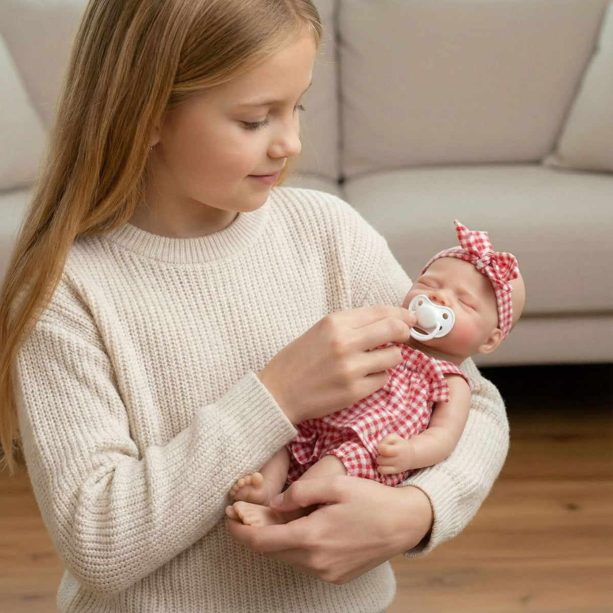 12-Zoll Vollsilikon Reborn-Puppe rosa karierte Pascale Simulationsspielzeug-Puppe