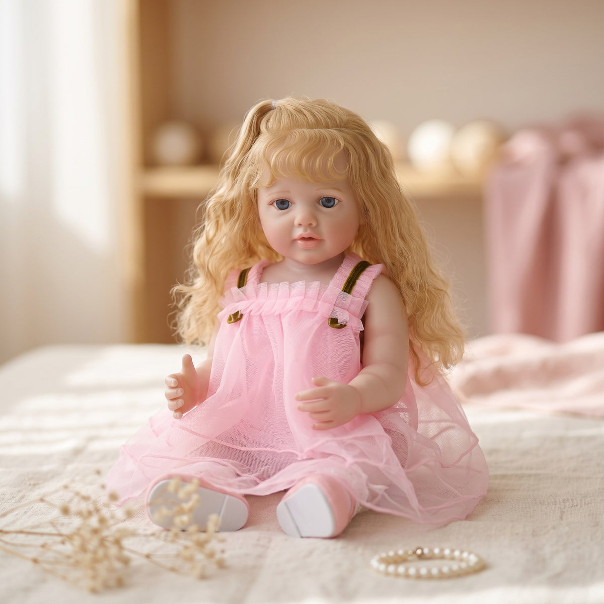 Ultrarealistische 22-Zoll Reborn-Neugeborenenpuppe mit Ganzkörper-Vinyl, weiche bewegliche Gliedmaßen, sichere Begleiterpuppe für Kinder