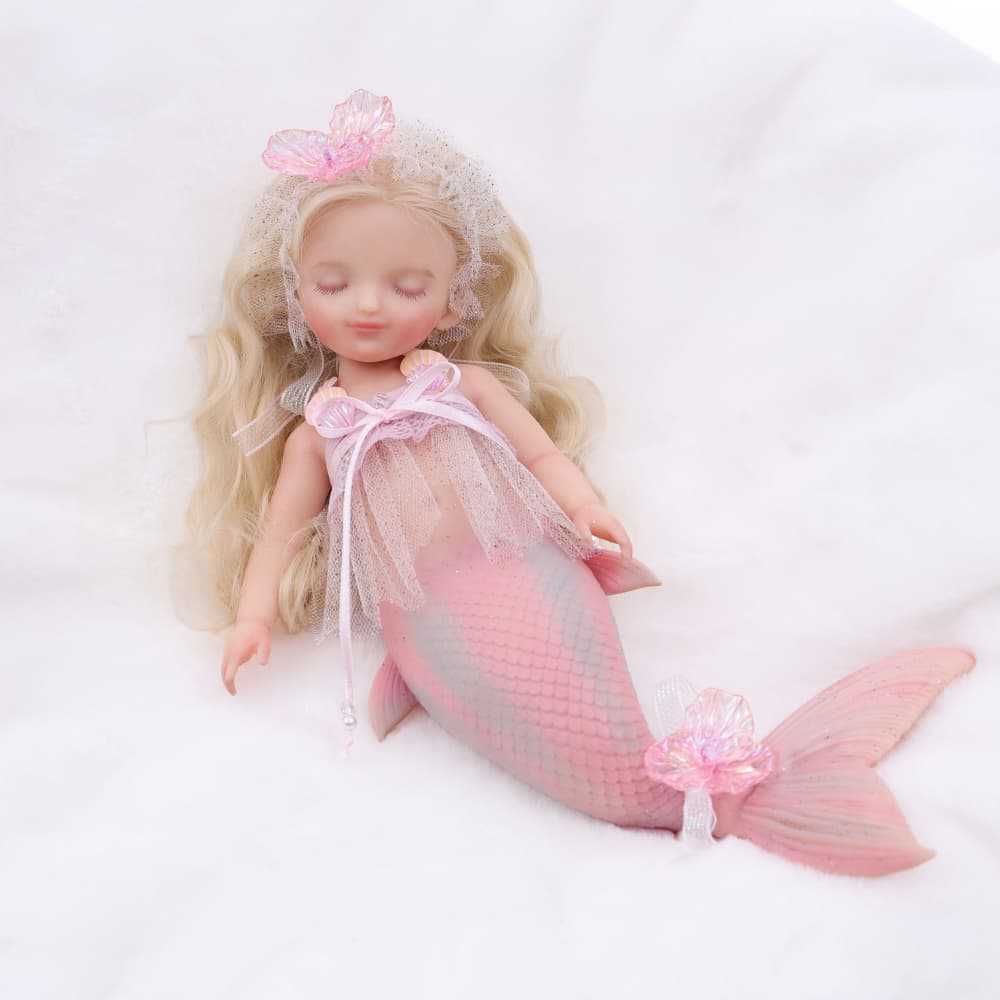 10-Zoll-Meerjungfrauen-Babypuppe aus Vollsilikon, schlafende Fantasy-Figur, Geschenk für Geburtstage und Feiertage