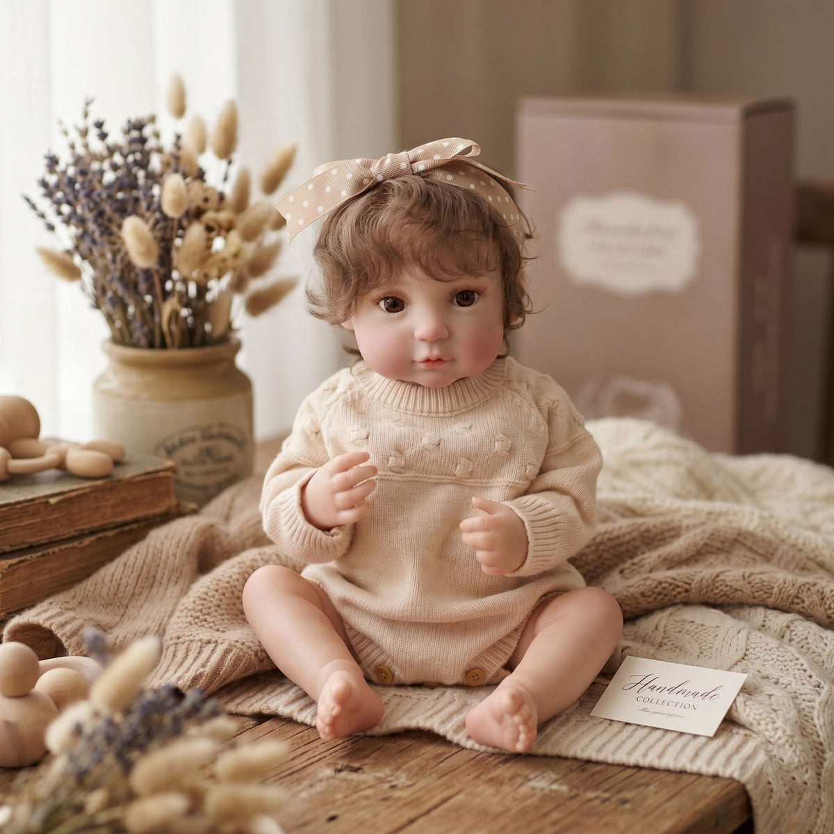 50 cm Reborn-Babypuppe mit implantierter Haar-Simulation, handgefertigt, exquisit bemalte 3D-Puppe