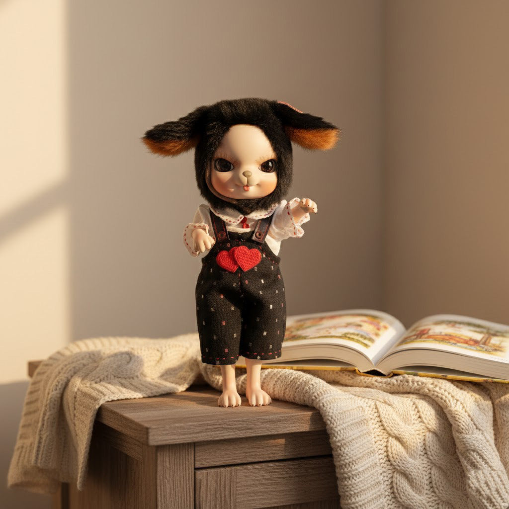 10 Zoll BJD-Puppe mit Keramikkörper, komplettes Plüsch-Outfit, handgefertigt, Dekor, Sammlerstück