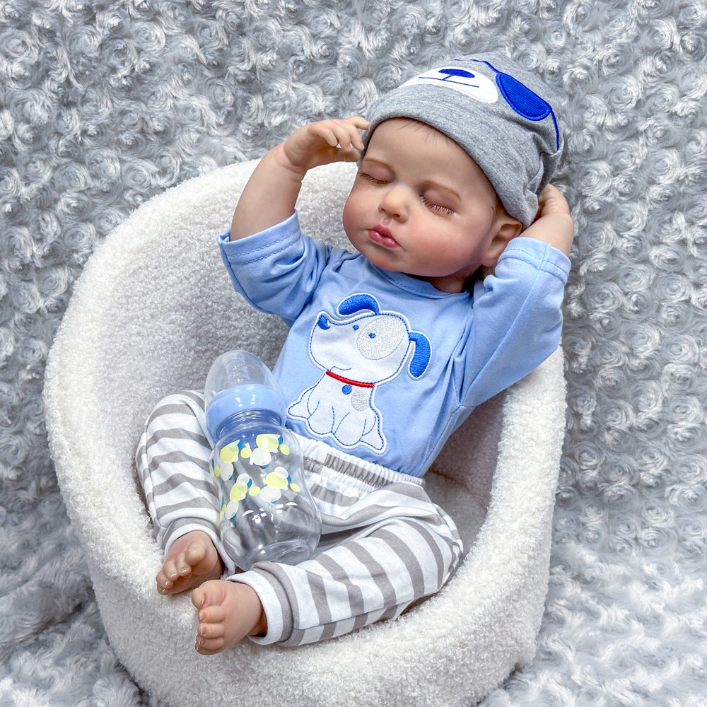 20 Zoll lebensgroße Vollvinyl-Schlafbaby-Puppe, inklusive Babyflasche, zeitloses Andenken für Geburtstage und die Feiertagssaison