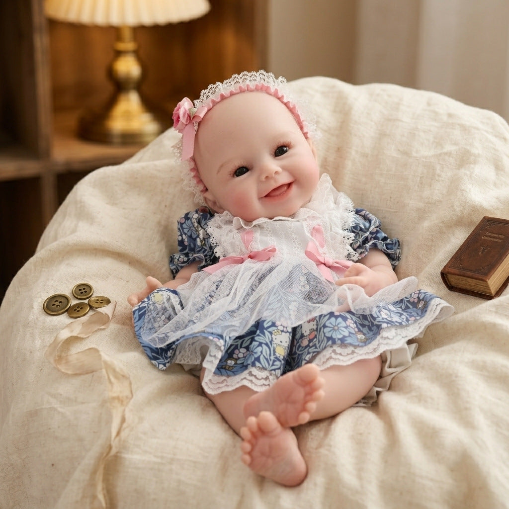 17 Zoll Reborn Babypuppe, niedliche Vollsilikon-Babypuppe, realistische Neugeborenen-Puppe, Spielzeug, Weihnachtsgeschenk