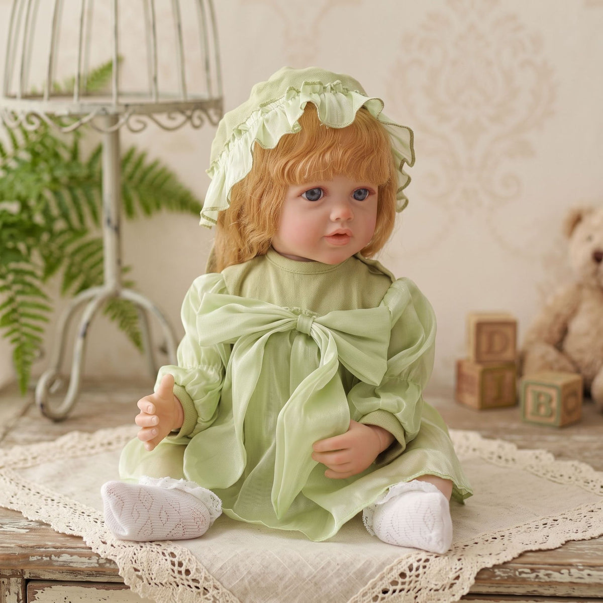 Ultrarealistische 22-Zoll Reborn-Neugeborenenpuppe mit Ganzkörper-Vinyl, weiche bewegliche Gliedmaßen, sichere Begleiterpuppe für Kinder