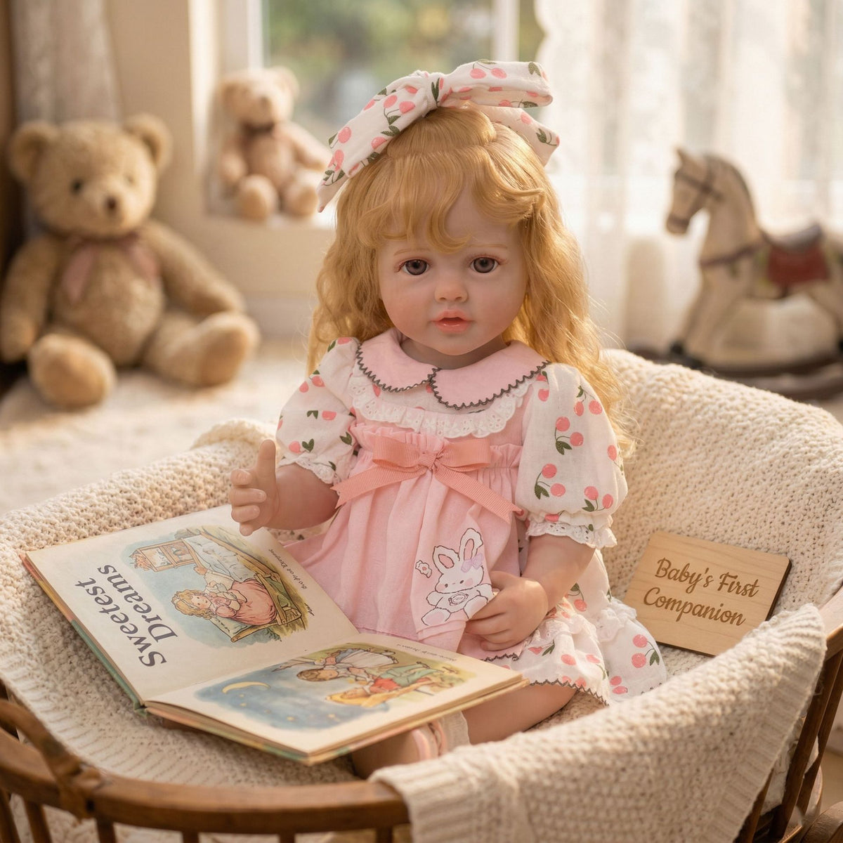 22-Zoll-Reborn-Puppe mit Ganzkörper-Vinyl, simuliertem implantiertem Babyhaar, handbemaltes Spielzeug-Puppengeschenk in exquisiter Qualität