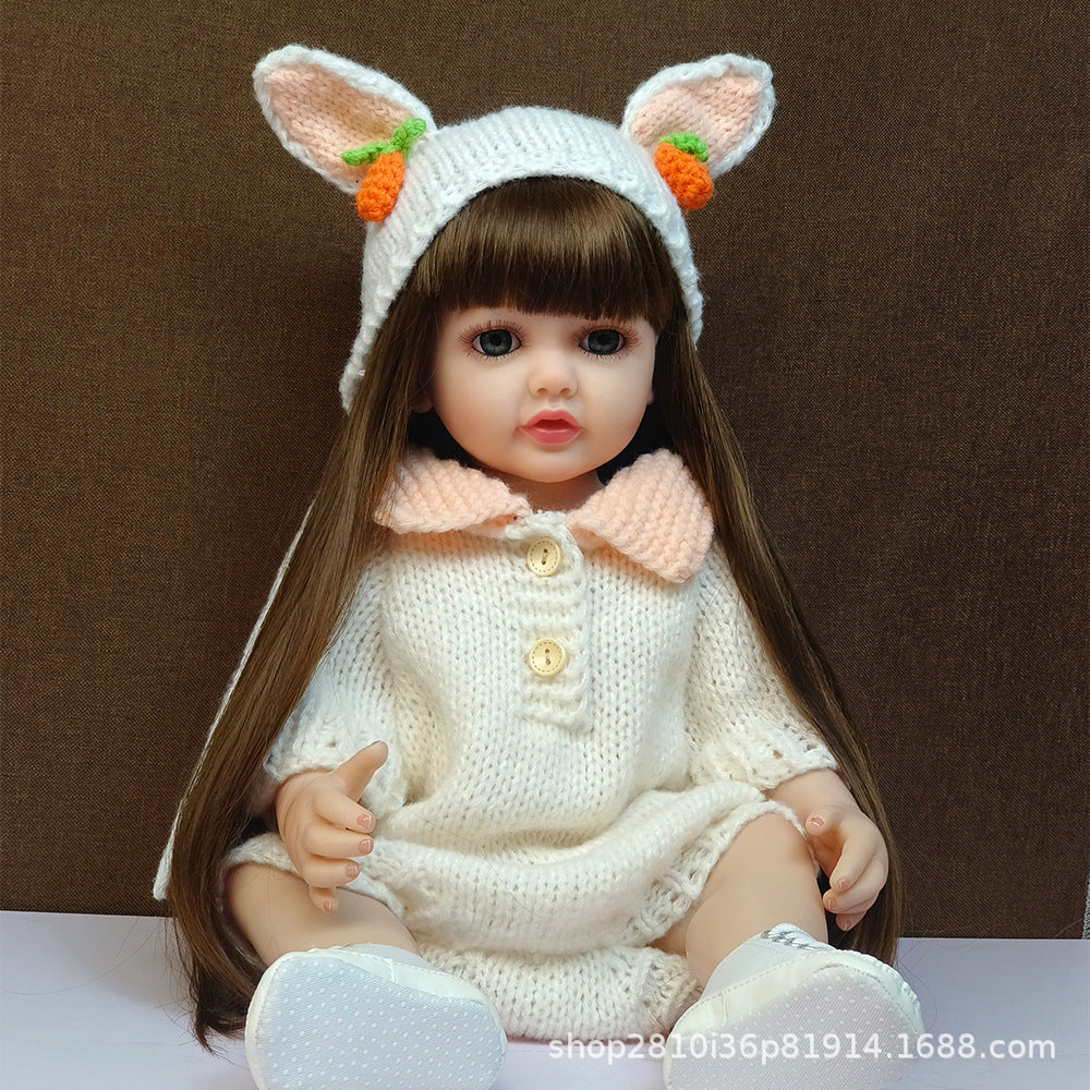 22-Zoll-Reborn-Puppe mit Ganzkörper-Vinyl und Geräuschsensor, fesselndes Spielzeug, perfektes Geschenk für Kinder und erwachsene Sammler zu besonderen Anlässen