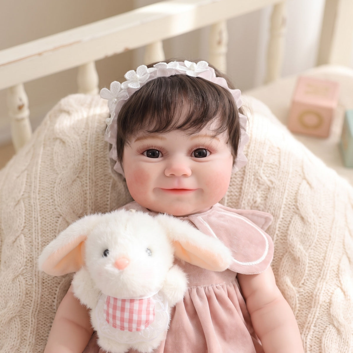 22 Zoll handgefertigte Reborn-Puppe, lebensechte 3D-Haut mit Adern, Ganzkörper-Vinyl-Babypuppe, Geschenk für kleine Mädchen