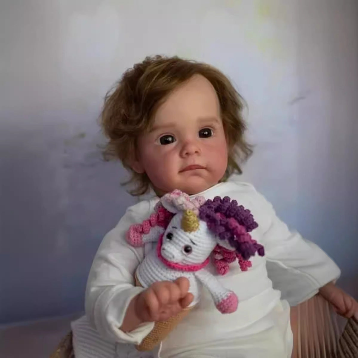 58 cm Reborn Babypuppe mit Stoffkörper, Kleinkind-Mädchenpuppe mit echtem Haar, Geschenk