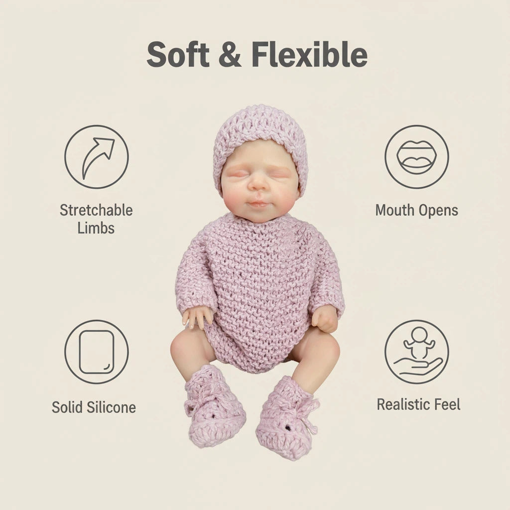12-Zoll-Reborn-Puppe aus massivem Silikon, hellvioletter Pullover, Pascale-Simulationsspielzeugpuppe
