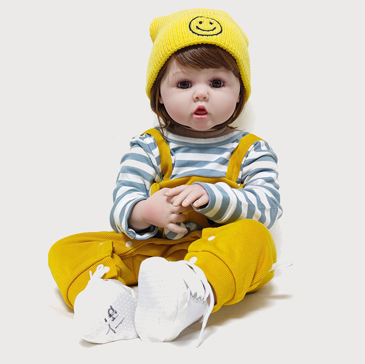 24 Zoll realistische Reborn-Puppe mit großen Augen und Stoffkörper, Weihnachtsgeschenk für Mädchen und Sammler