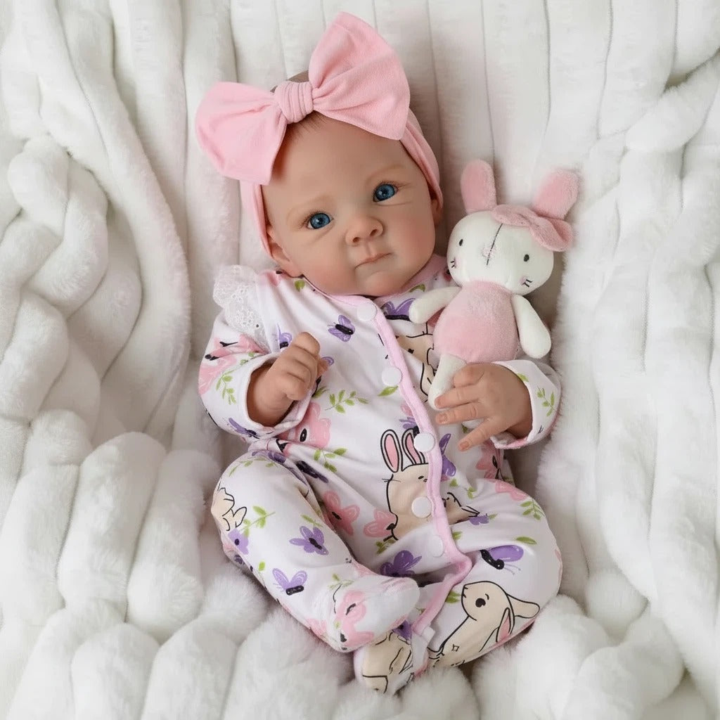 18-Zoll-Reborn-Puppe Bettie, vollvinyl, im Strampler mit Puder-Druck