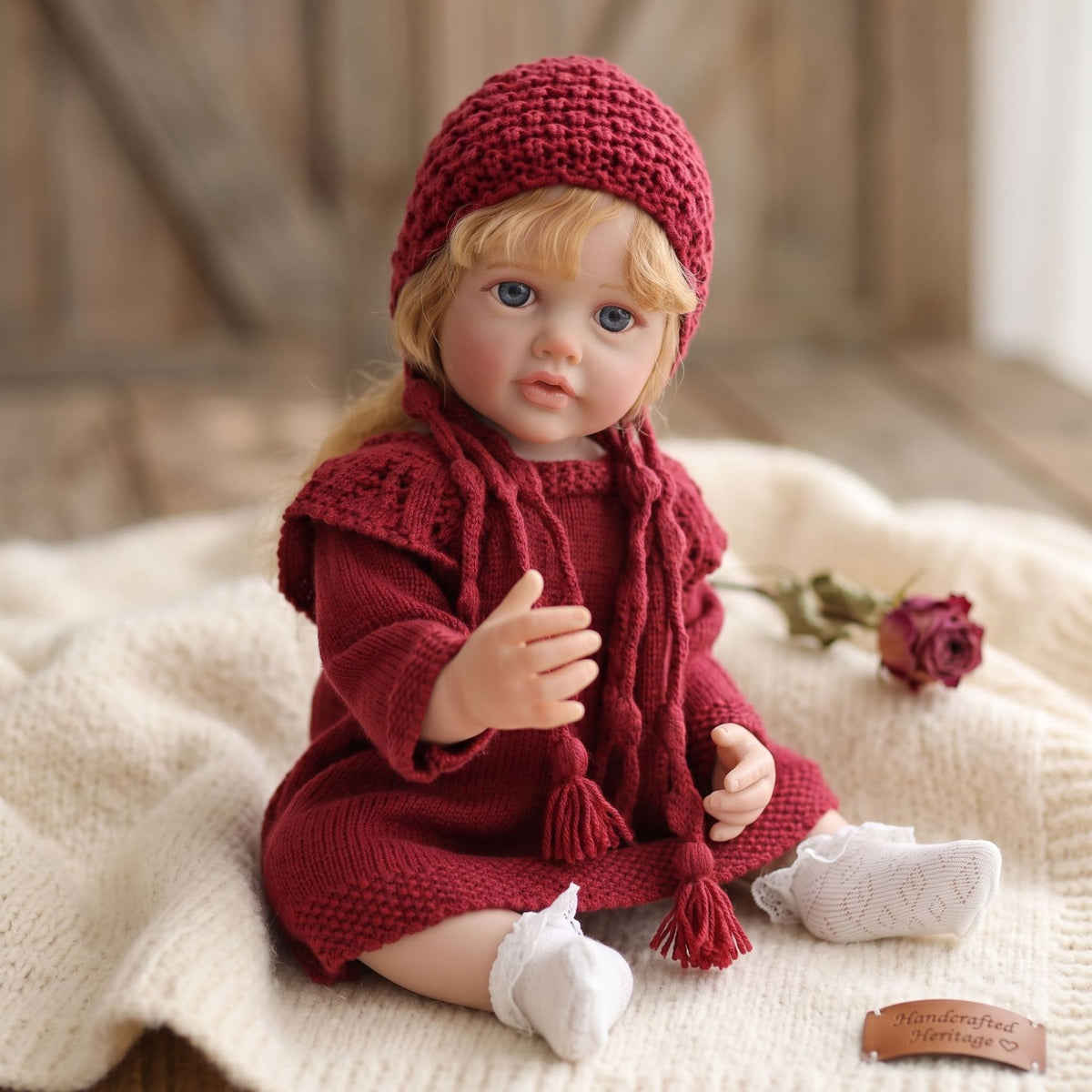 22 Zoll Reborn-Puppe mit Ganzkörper-Vinyl, simuliertes Baby, handimplantiertes Haar, Badespielzeug-Geschenk