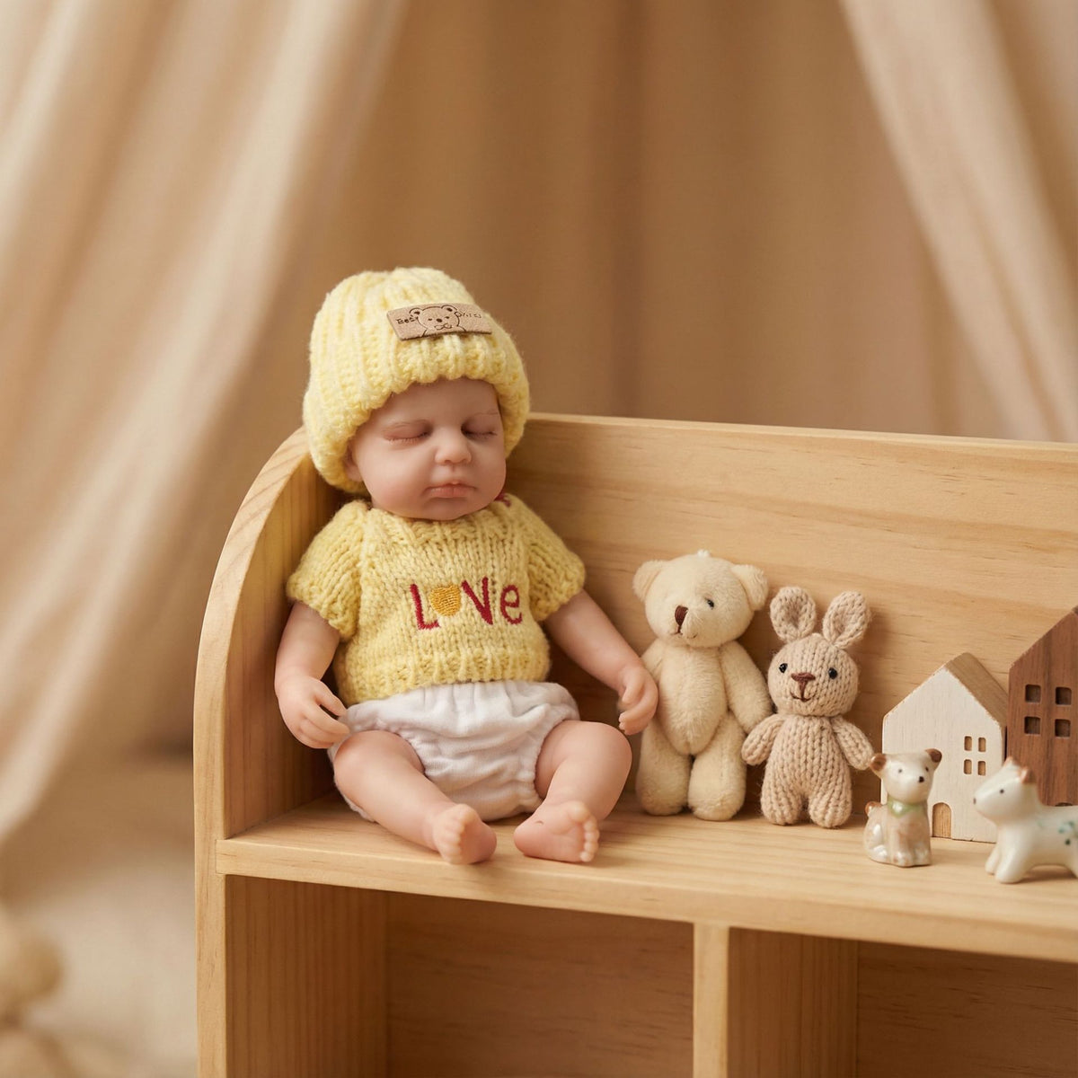 8-Zoll-Reborn-Puppe aus Vollsilikon im gelben Kurzarm-Set