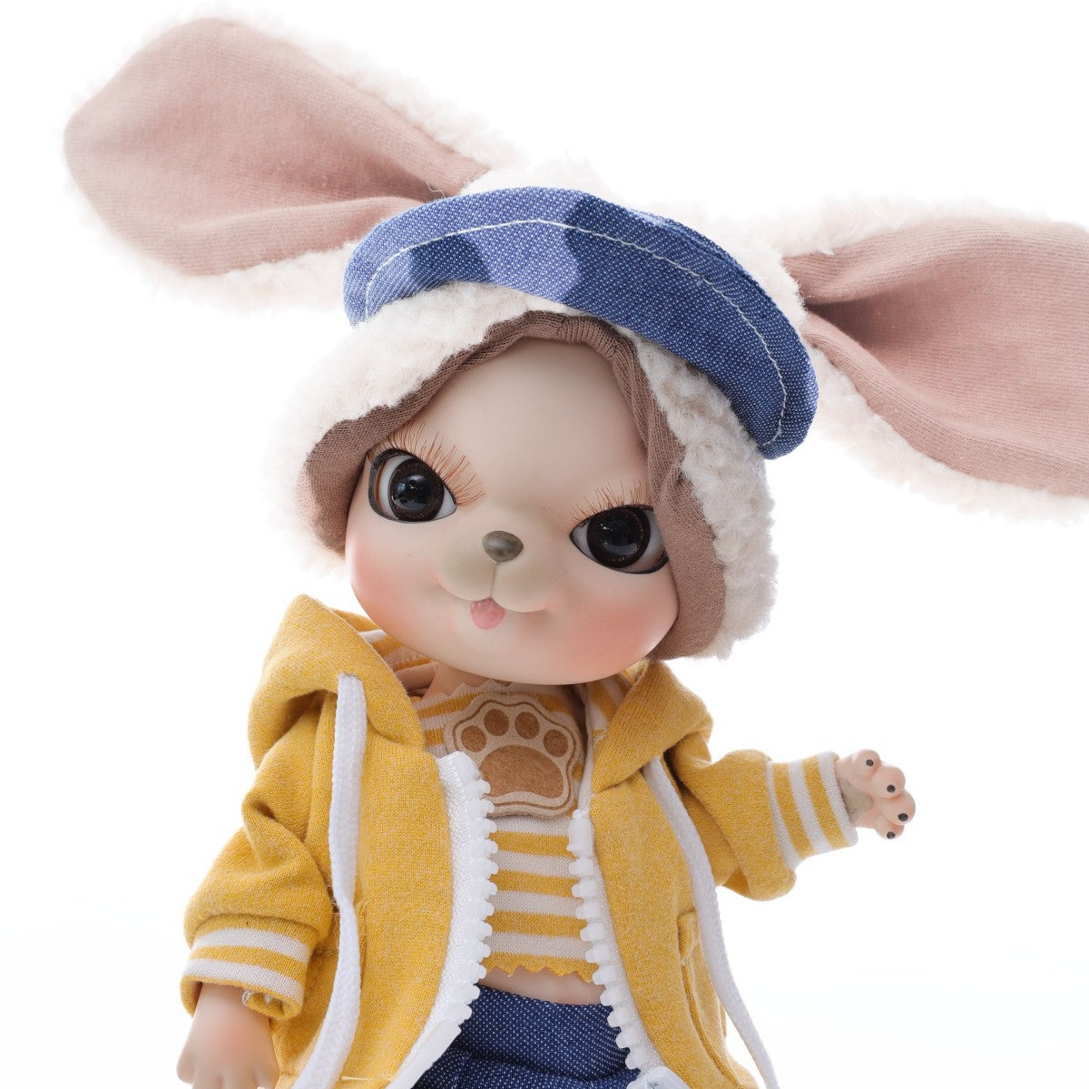 Entzückende 10-Zoll-Porzellan-Anziehpuppe Gelber Hase (BJD)
