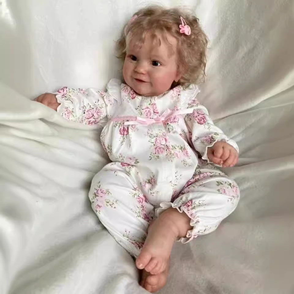 20/24 Zoll Reborn Puppe süßes Mädchen mit Stoffkörper und verwurzeltem blondem Haar, realistisches Kinderspielzeug und Geschenk