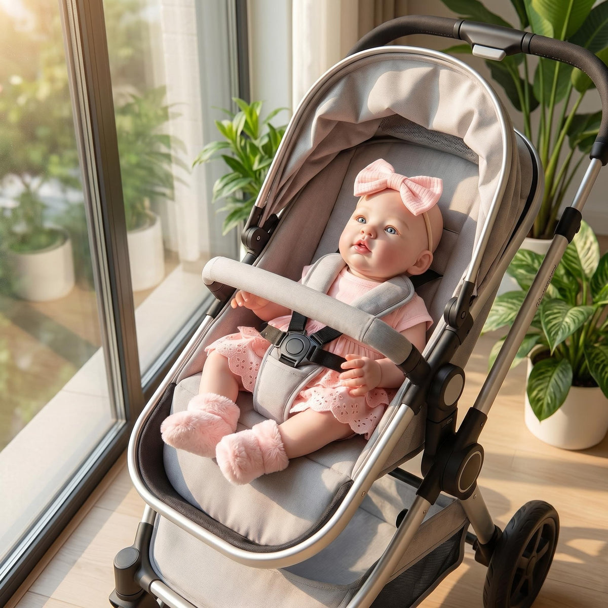 Realistische 48 cm Reborn-Puppe aus Vollvinyl mit offenen Augen, rosa Prinzessinnen-Outfit, Urlaubsgeschenk für Kinder und Sammler