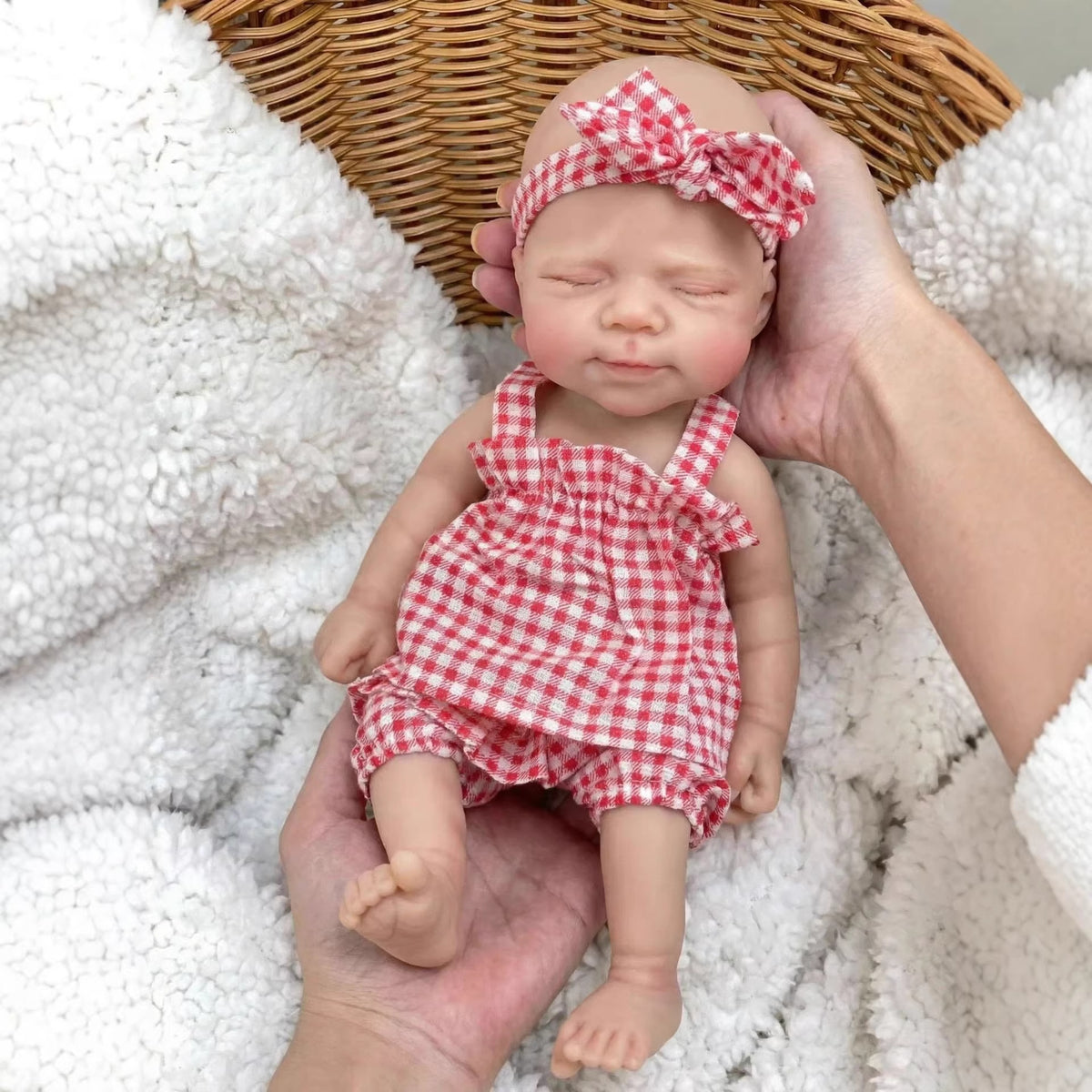12-Zoll Vollsilikon Reborn-Puppe rosa karierte Pascale Simulationsspielzeug-Puppe