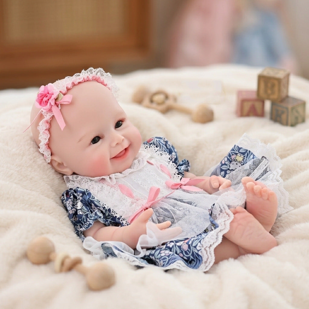 17 Zoll Reborn Babypuppe, niedliche Vollsilikon-Babypuppe, realistische Neugeborenen-Puppe, Spielzeug, Weihnachtsgeschenk