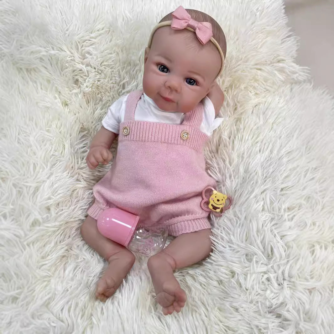 20 Zoll lebensechte Reborn-Babypuppe mit Stoffkörper, realistischer 3D-Haut, handgefertigte Neugeborenen-Spielpuppe für Mädchen