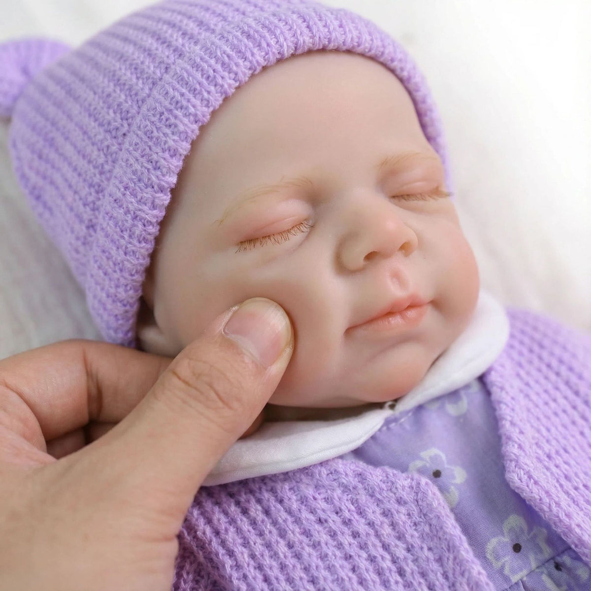 12-Zoll-Pascale-Reborn-Puppe aus massivem Silikon mit lila Strickjacke als Weihnachtsgeschenk für Kinder