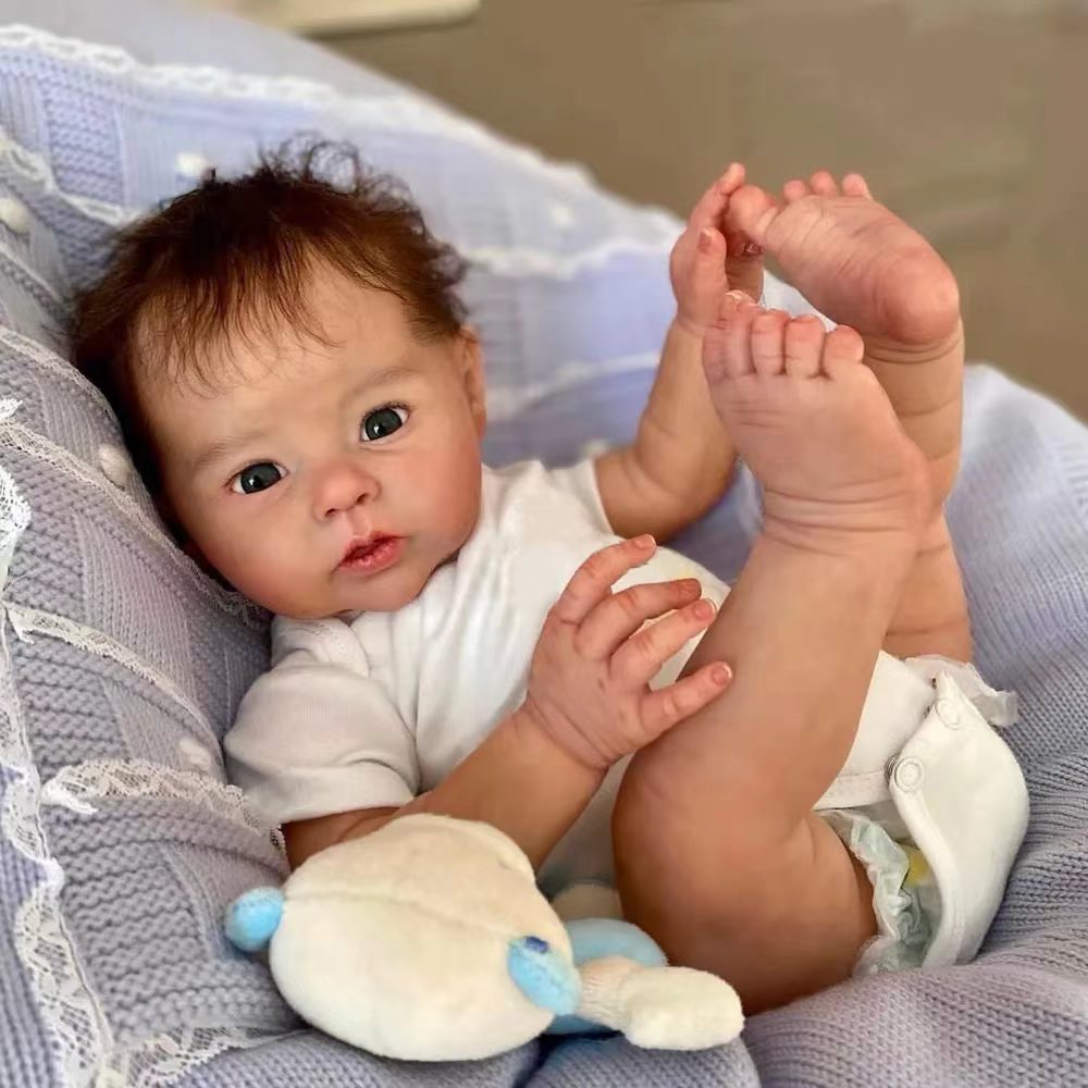 20 Zoll Reborn Puppen mit Stoffkörper, weiche Haptik, implantiertes Haar, neugeborene Babypuppen, Spielzeug für Mädchen, Reborn Puppen