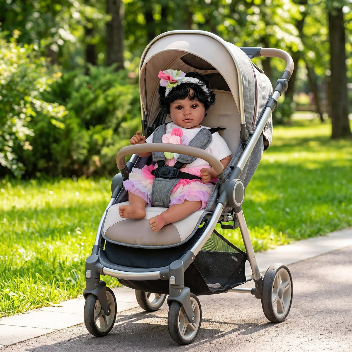 22 Zoll Reborn-Puppe mit Stoffkörper und regenbogenfarbenem Tüllkleid-Set, emotionaler therapeutischer Begleiter, einzigartiges Überraschungsgeschenk für Geburtstagsfeiern und westliche Feiertage