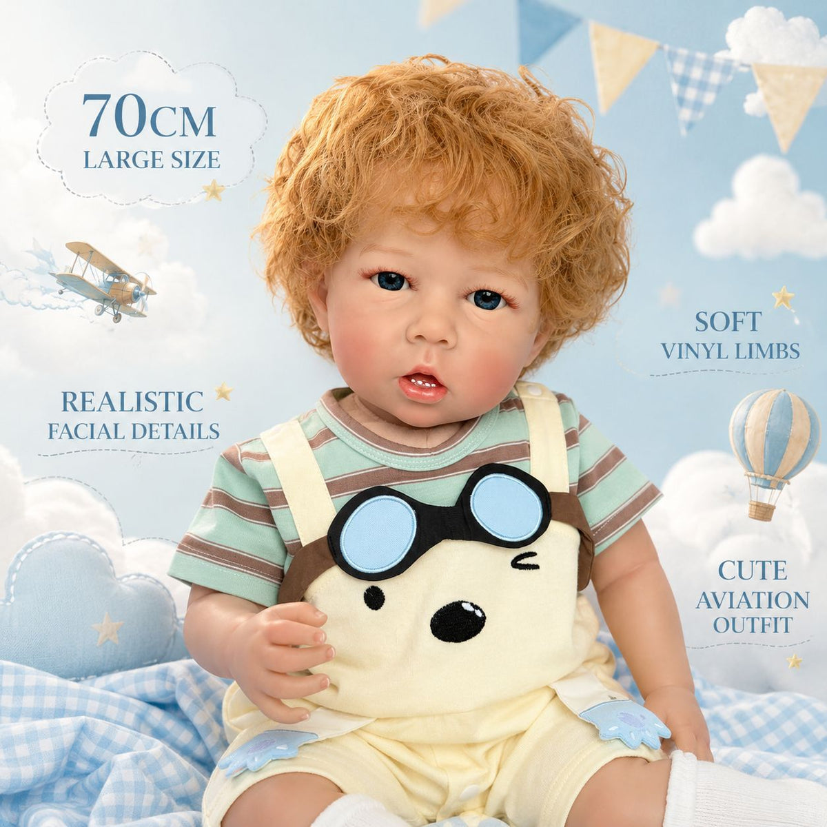 26 Zoll Reborn-Puppe mit Stoffkörper, handgefertigte Details, die perfekte Wahl als Geschenk für Geburtstage und Feiertage