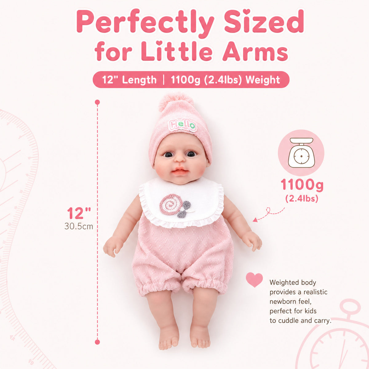 12 Zoll (ca. 30 cm) lebensechte Spielzeugpuppe mit komplettem Vollsilikonkörper, Sammelpuppe für Mädchen und Puppenliebhaber