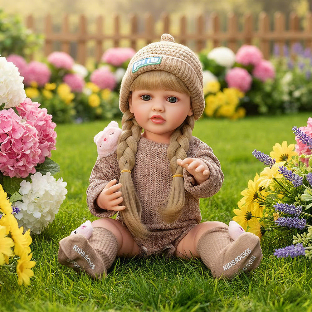 Russisch Englisch Spanisch Weinen und Lachen Dialog 22 Zoll Vollkunststoff Reborn-Puppe Simulations-Babypuppe Mädchen