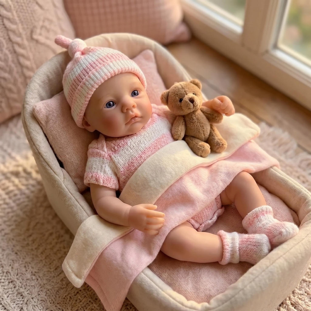 6-Zoll-Reborn-Puppe mit vollem Körper aus massivem Silikon, handgefertigt, hyperrealistische Haut mit Venentextur, künstlerische Sammlerpuppe