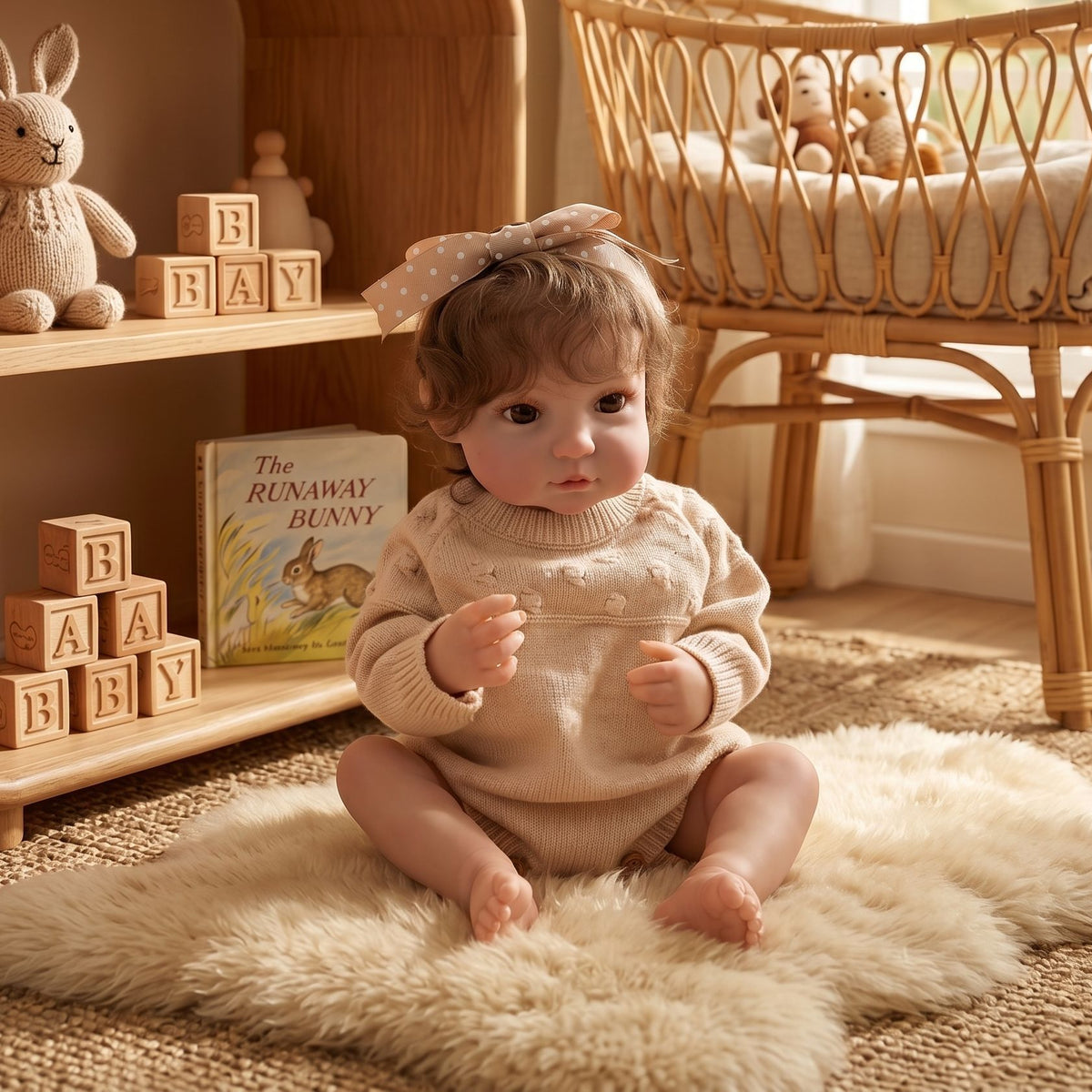 50 cm Reborn-Babypuppe mit implantierter Haar-Simulation, handgefertigt, exquisit bemalte 3D-Puppe