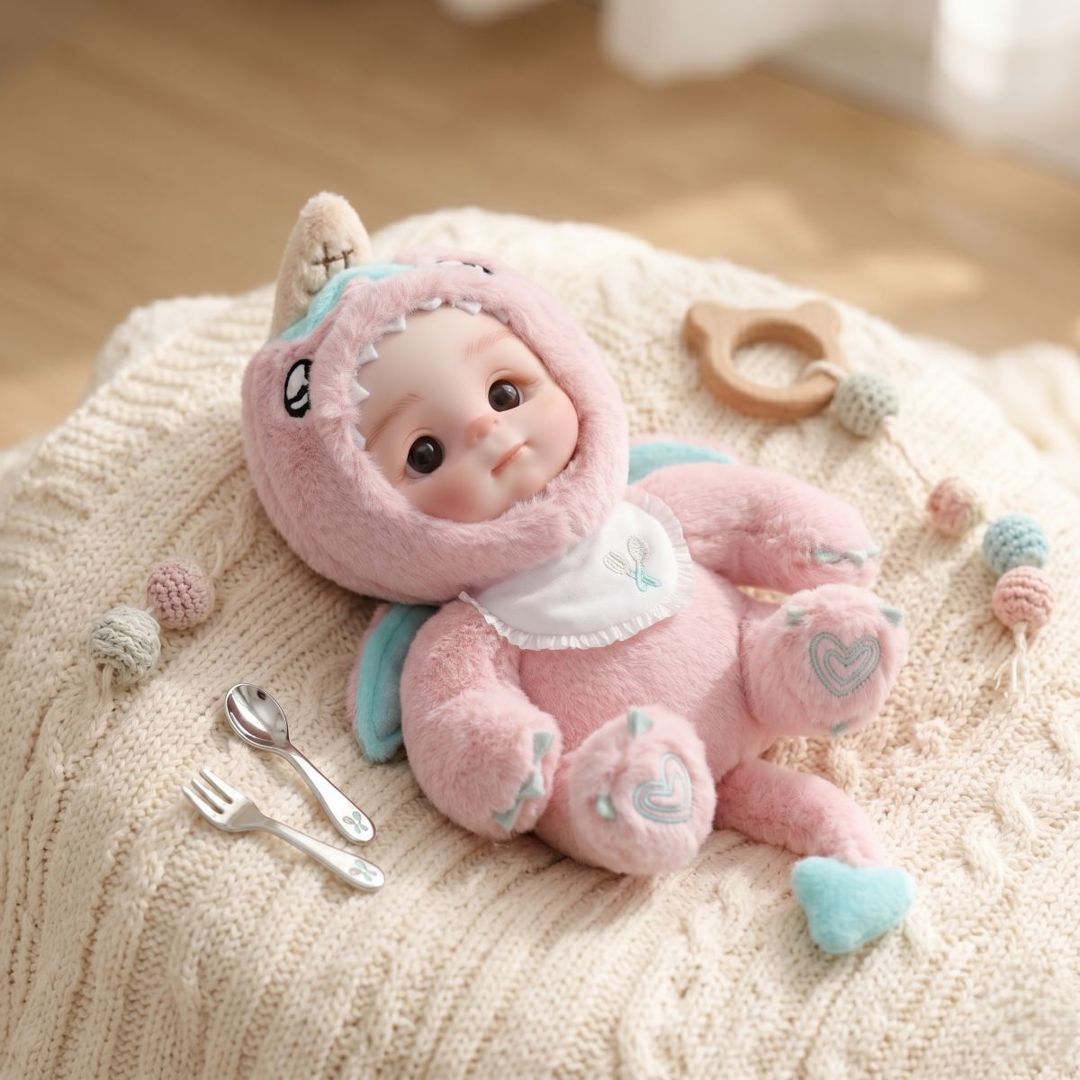 15 cm Vinyl-Plüschpuppenanhänger, Spielzeugpuppe mit simuliertem Babygesicht, 6 Zoll