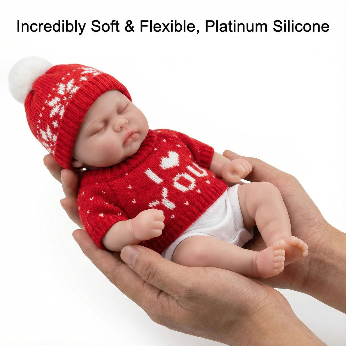 12-Zoll-Silikon-Reborn-Puppe im roten Pullover, Gurken-Design, als Weihnachtsgeschenk für Kinder