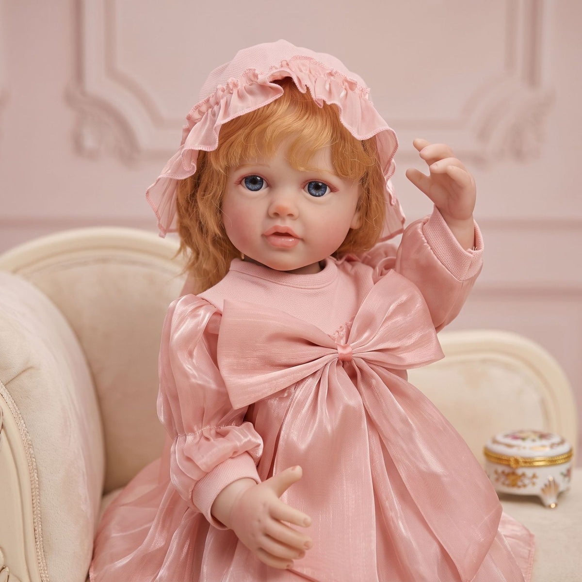Ultrarealistische 22-Zoll Reborn-Neugeborenenpuppe mit Ganzkörper-Vinyl, weiche bewegliche Gliedmaßen, sichere Begleiterpuppe für Kinder