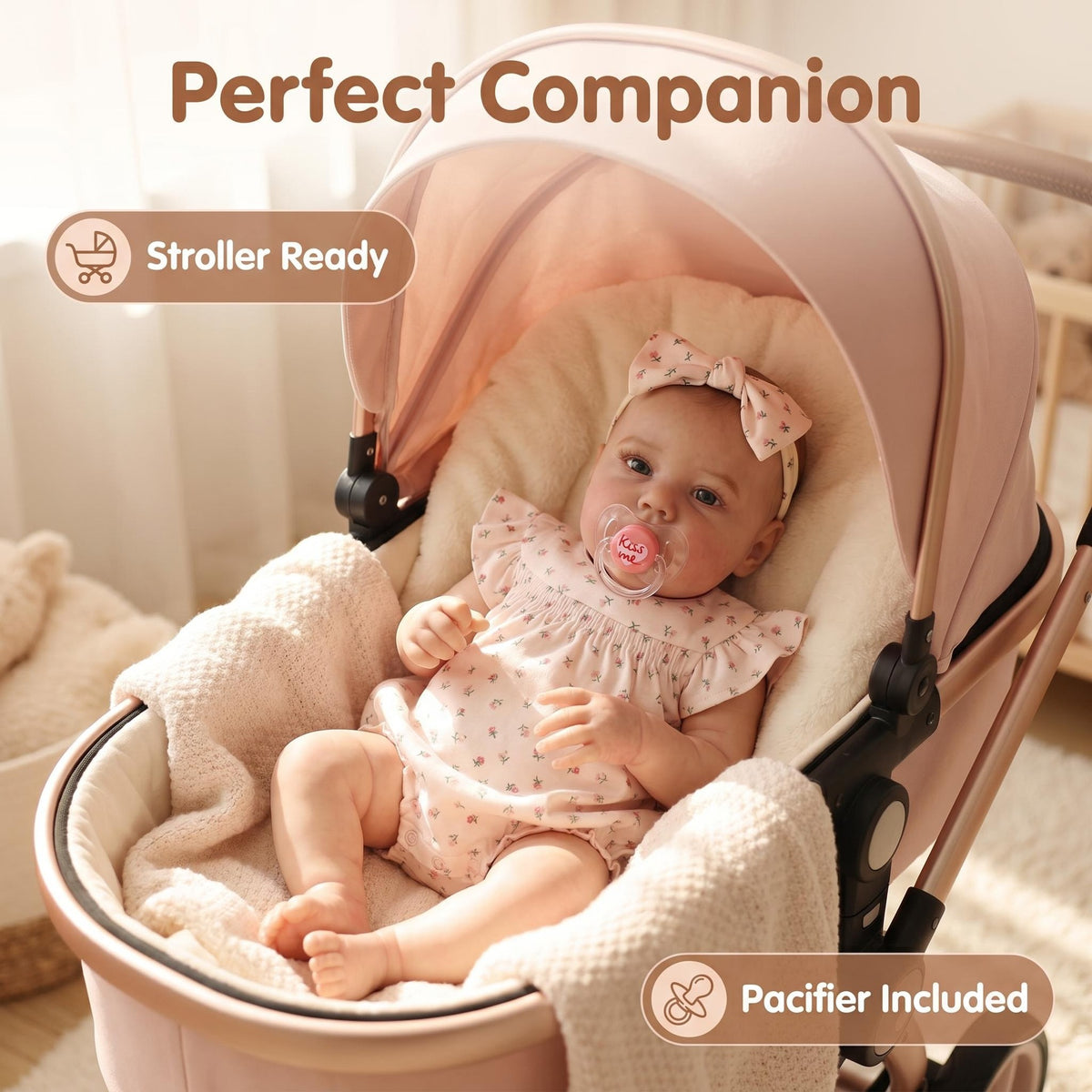 Lebensechte Reborn-Mädchenpuppe, 22 Zoll (ca. 56 cm), mit Stoffkörper, perfekte Überraschungsgeschenkidee für Weihnachten, Thanksgiving, Geburtstag und als Geschenk für das ganze Jahr