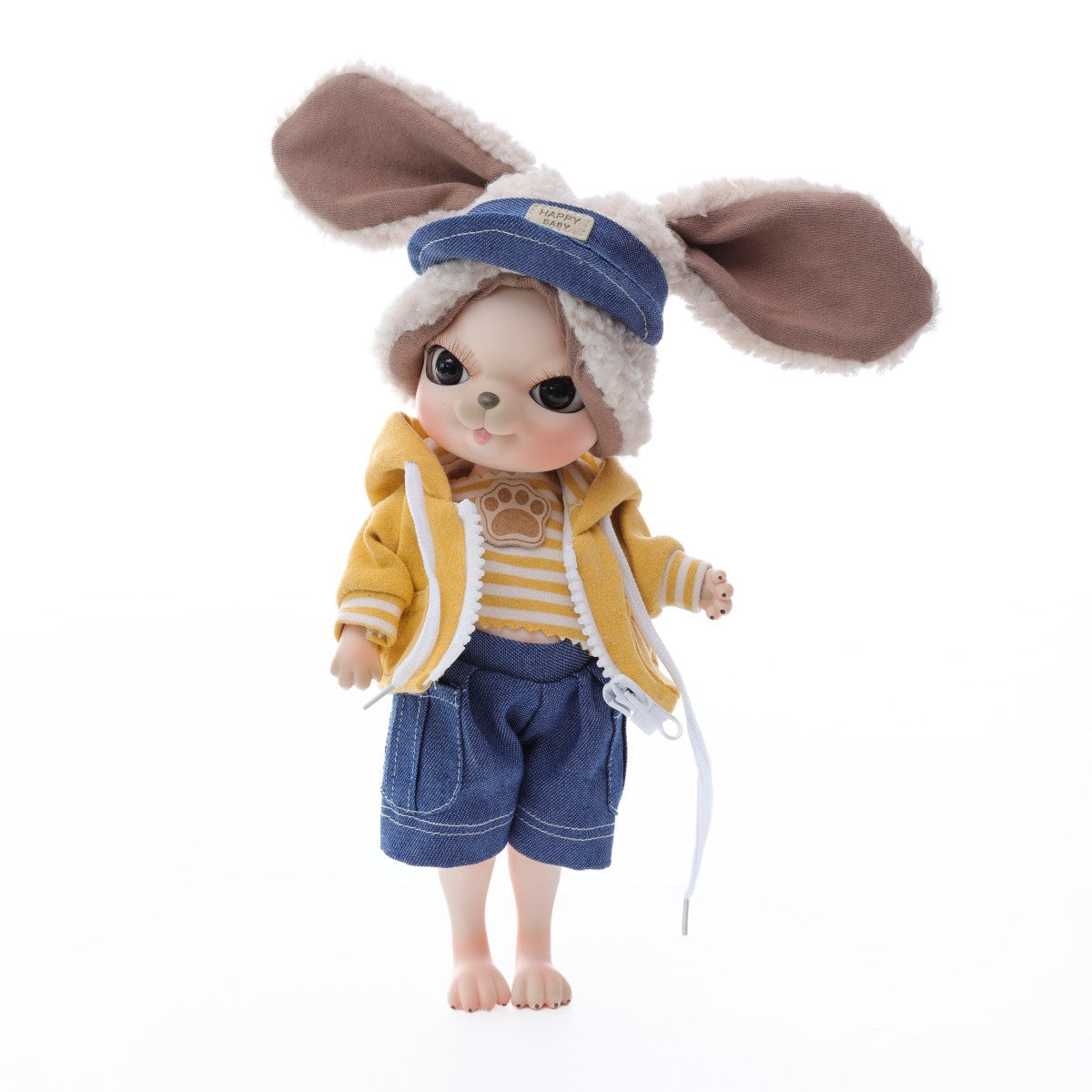 Entzückende 10-Zoll-Porzellan-Anziehpuppe Gelber Hase (BJD)