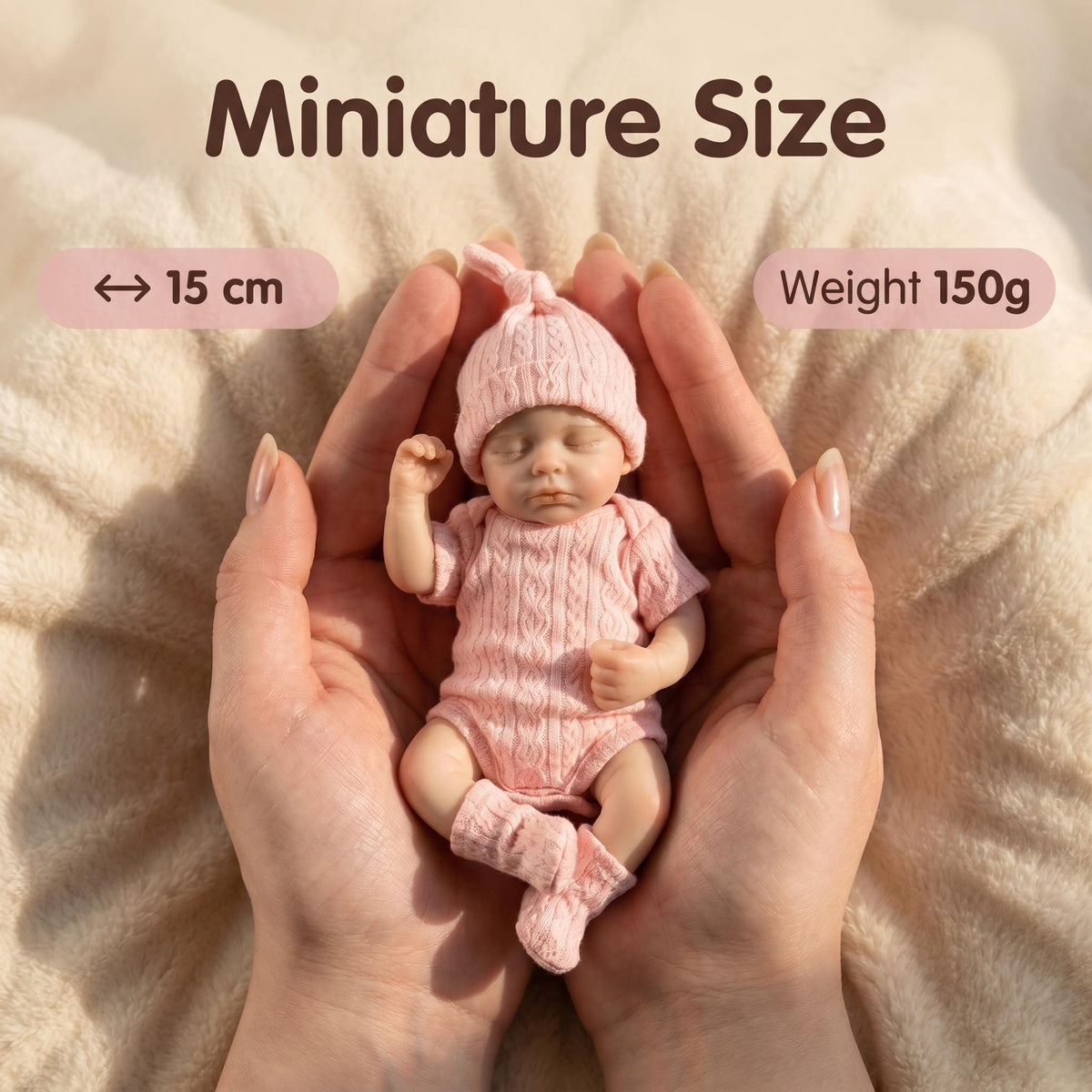 6-Zoll-Reborn-Puppe mit kurzem rosa Anzug, Körper aus vollmassivem Silikon, Weihnachtsgeschenk für Kinder