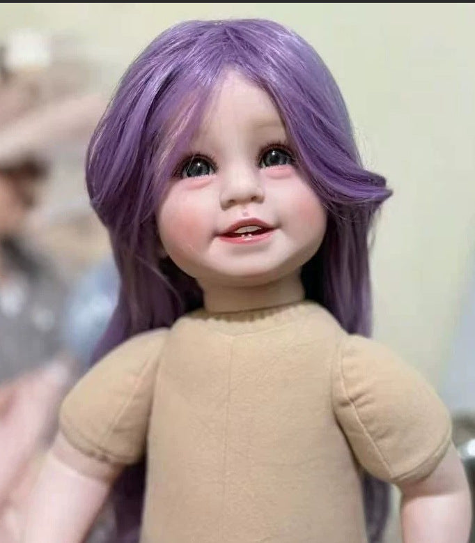 Ersatzperücke für Reborn-Puppen, langes glattes oder lockiges Haar mit Pony, in verschiedenen Farben wie Pink, Blond oder Regenbogenfarben, geflochtene Puppenperücke passend für 20–22 Zoll Reborn-Babypuppen
