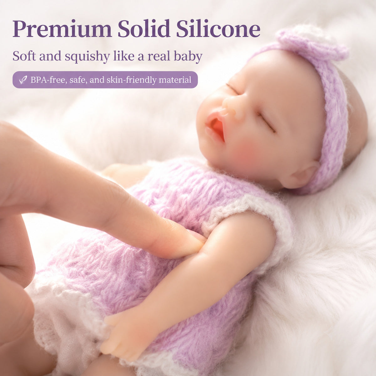 6-Zoll-Handflächen-Reborn-Babypuppe aus massivem Silikon, realitätsnahes, dehnbares Kinderspielzeug als Geschenk und Sammlerstück