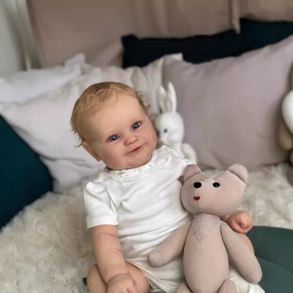 20/24 Zoll Reborn-Puppen mit Stoffkörper, weiche Haptik, implantiertes goldenes Haar, Neugeborenen-Babypuppen Spielzeug für Mädchen Reborn-Puppen
